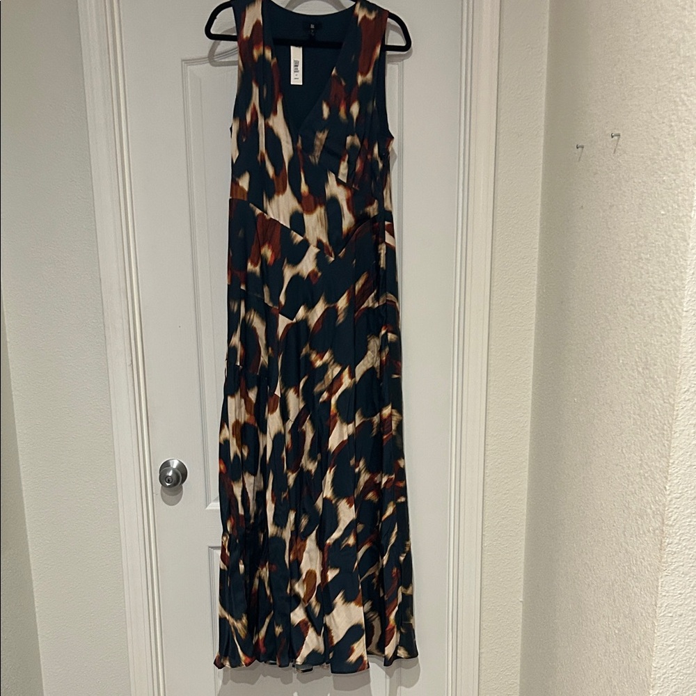 Banana Republic Abstract Maxi Dress - Blue, Brown, Cream